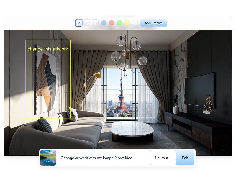 2. Refine renders with text & drawing annotation